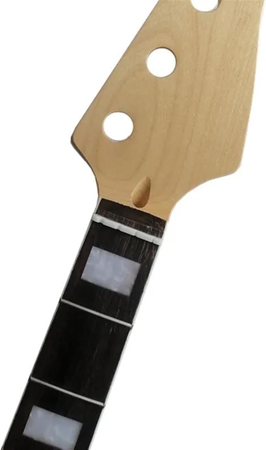 Replacement Maple Electric Bass Guitar Neck, 20 Frets, 4 Strings, Rosewood Fingerboard, Wood Color, Glossy Paint