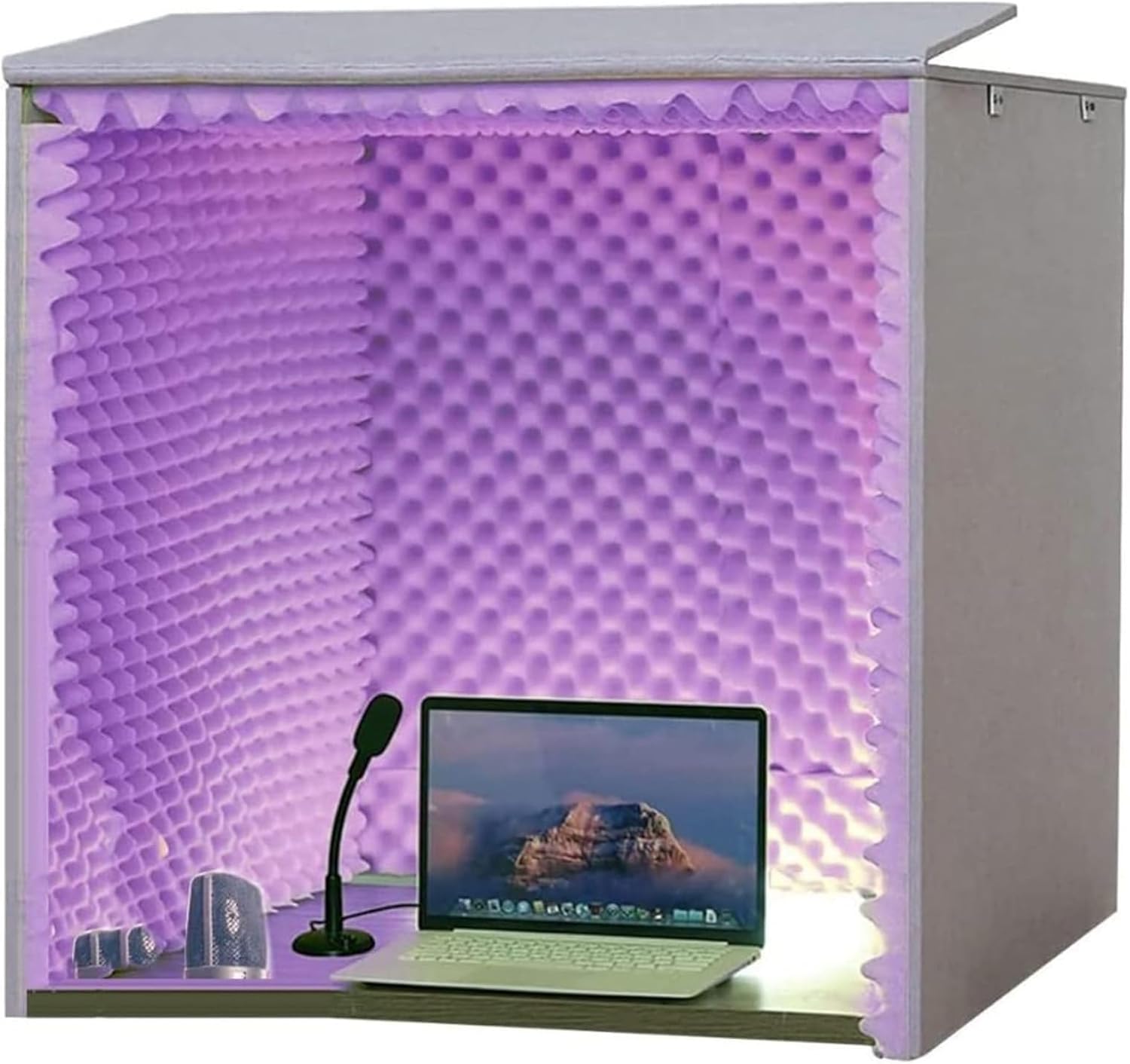 Soundproof Box High Density Foam Vocal Studio Portable Recording Studio Soundproof Studio Removable Microphone Recording Isolation Booth for Desktop,Purple