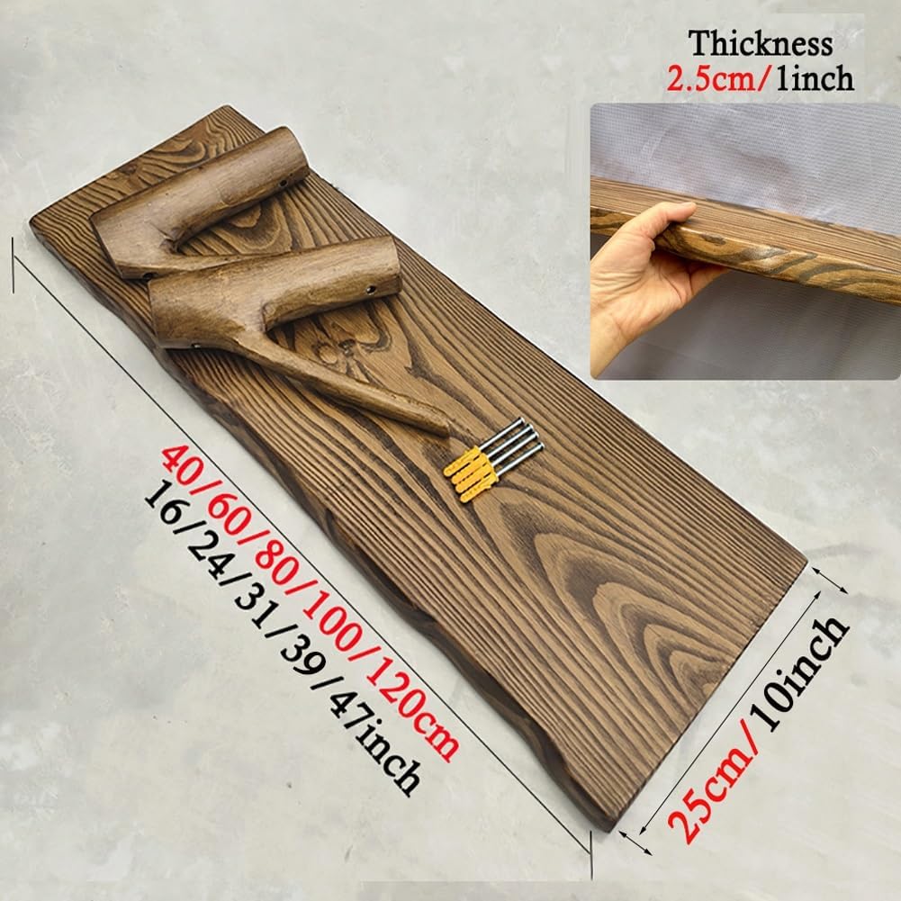 Vintage Floating Shelf Wall Mount, Rustic Solid Wood Display Rack, Irregular Edge, for Home Coffee Bar(80x15cm/31x5.9in)