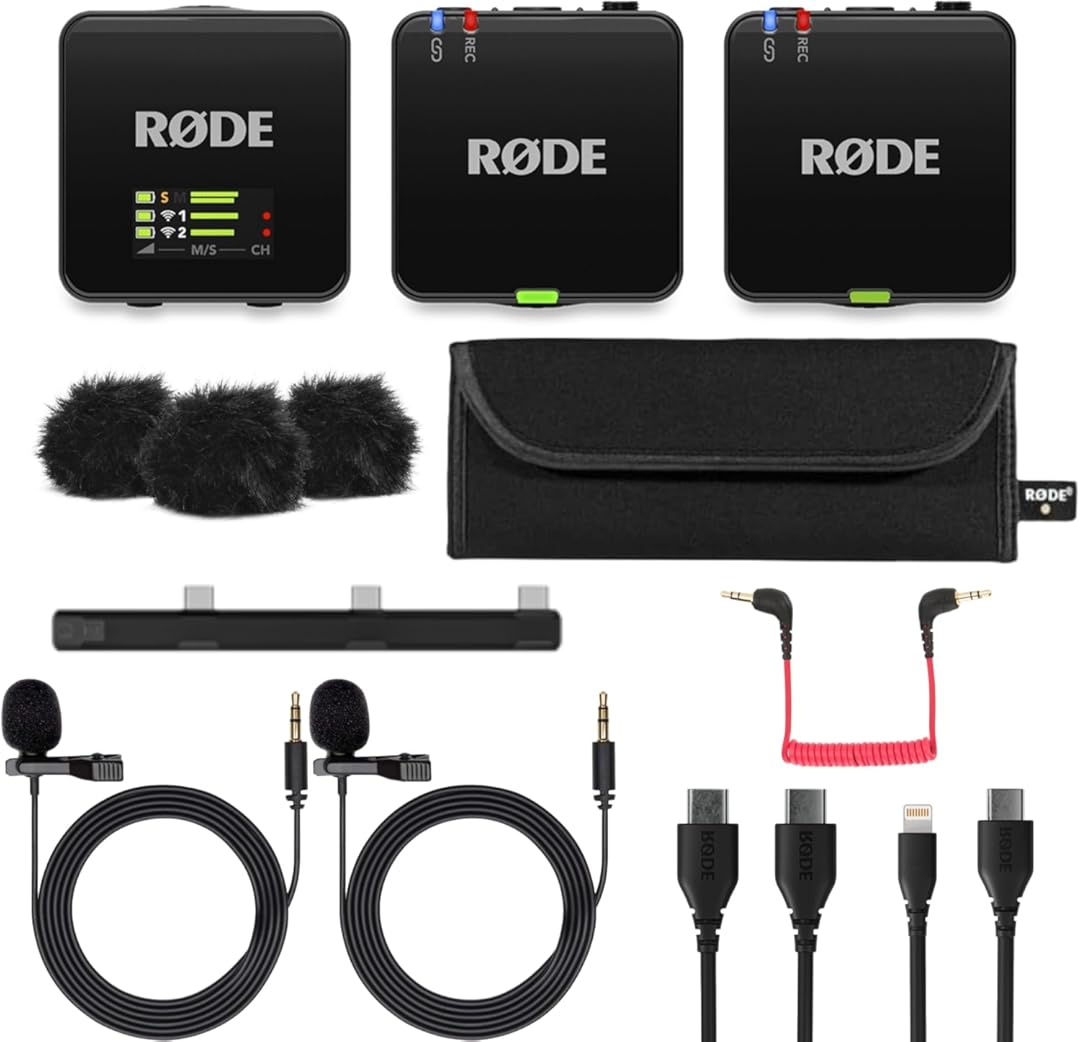 RØDE Wireless GO (Gen 3) Compact Wireless Mic - Pristine Audio, 32-bit Float Recording, Automatic Level Control, for Phones, Cameras and Computers Bundle with 2X Turnstile Audio Lavalier Microphone
