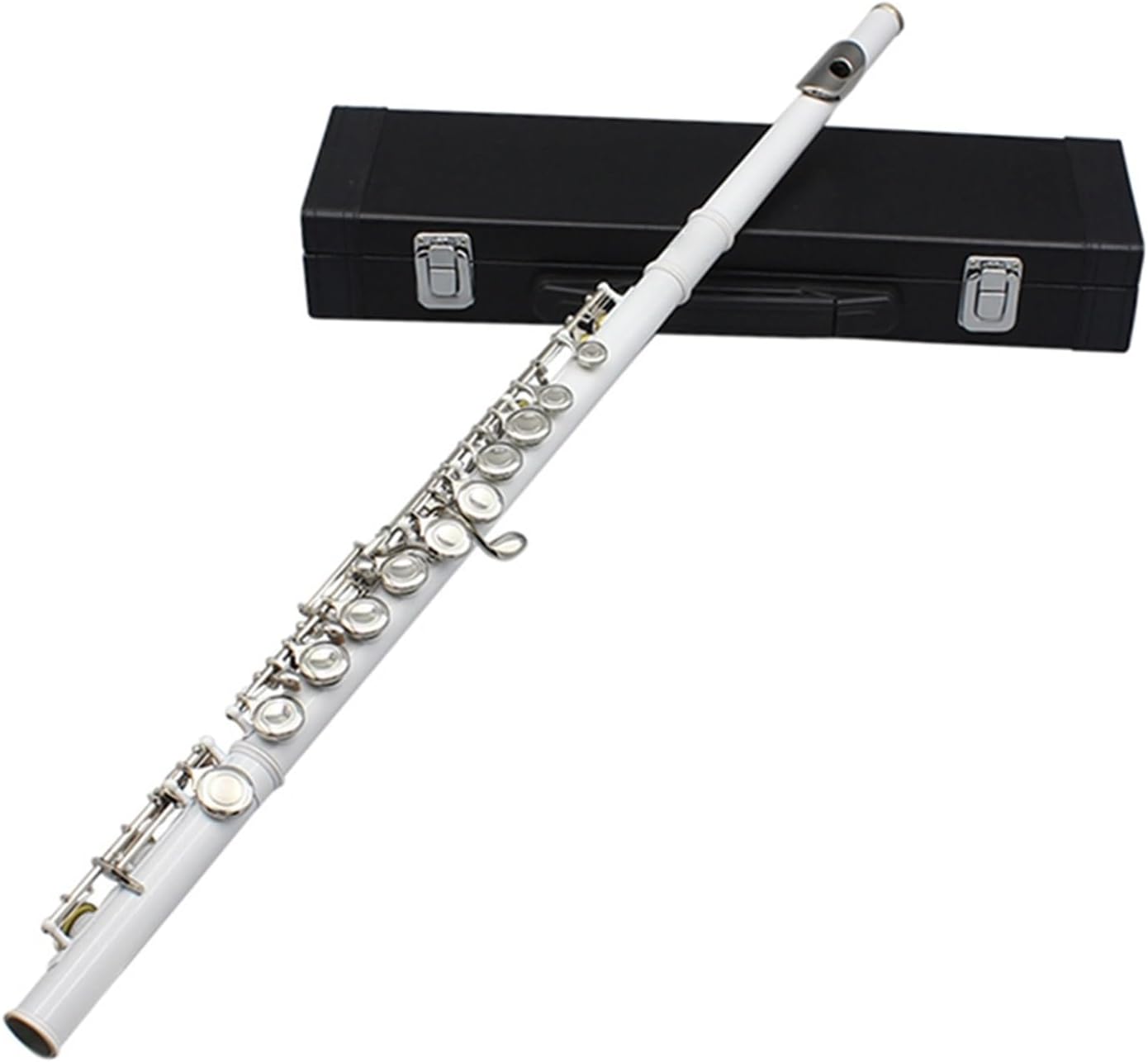 Flute White 16 Holes C Tone Flute with E Key Woodwind Instrument Closed Key Cupronickel Tube Flute with Box Flutes Musical Instruments