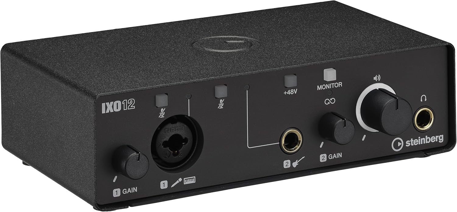 Steinberg IXO12 Black, 2x2 USB 2.0 24-Bit/192kHz Audio Interface With Cubase AI, Cubasis LE and Steinberg Plus Software