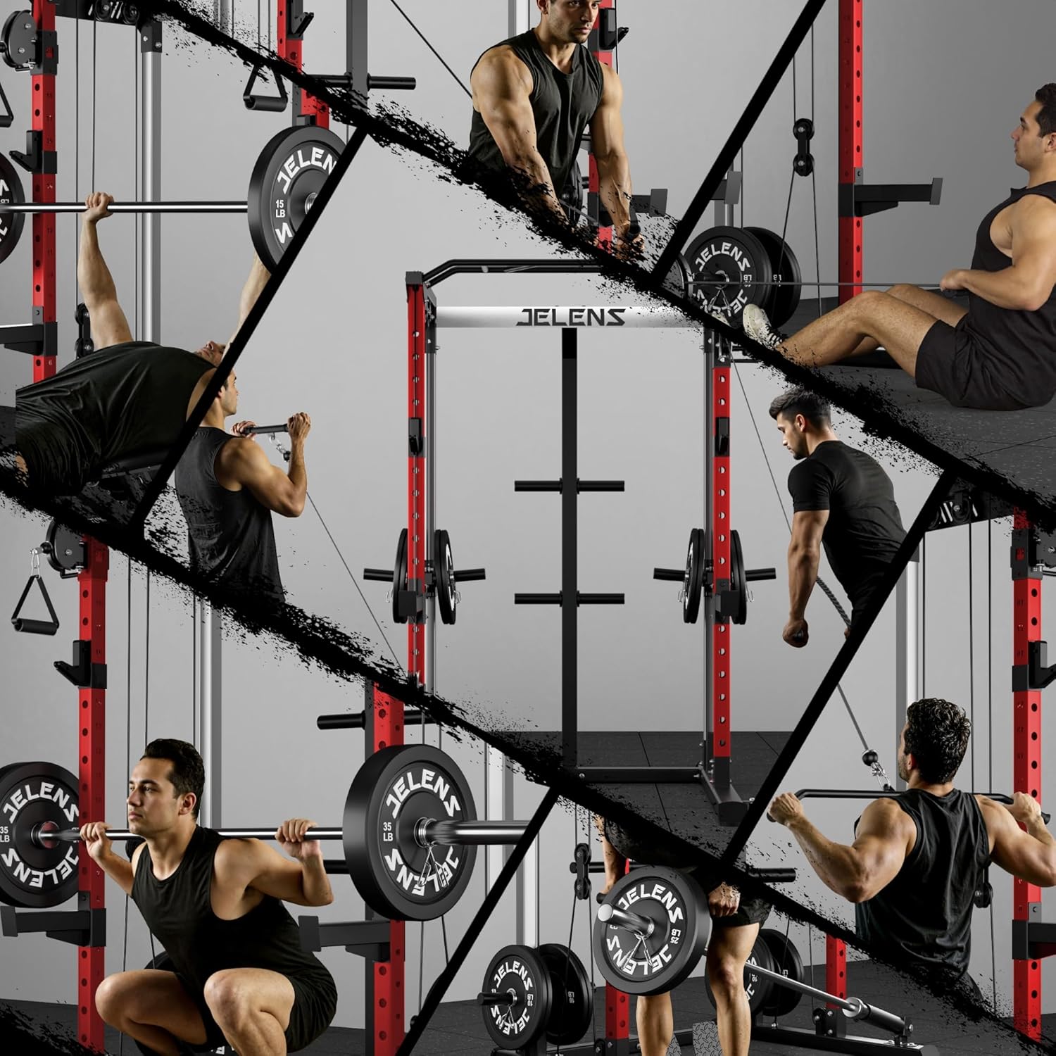 Power Cage, 2000LBS Multi-Function C21 Power Rack with Dual Pulley Cable Crossover System, All-in-One Squat Rack with More Training Attachments