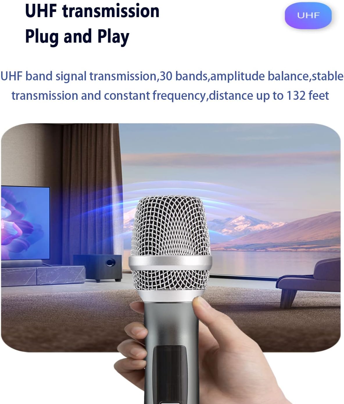 Multi-Person Singing Wireless Handheld Microphone and System,UHF Anti-Interference,Intelligent Noise Reduction,Echo Cancellation