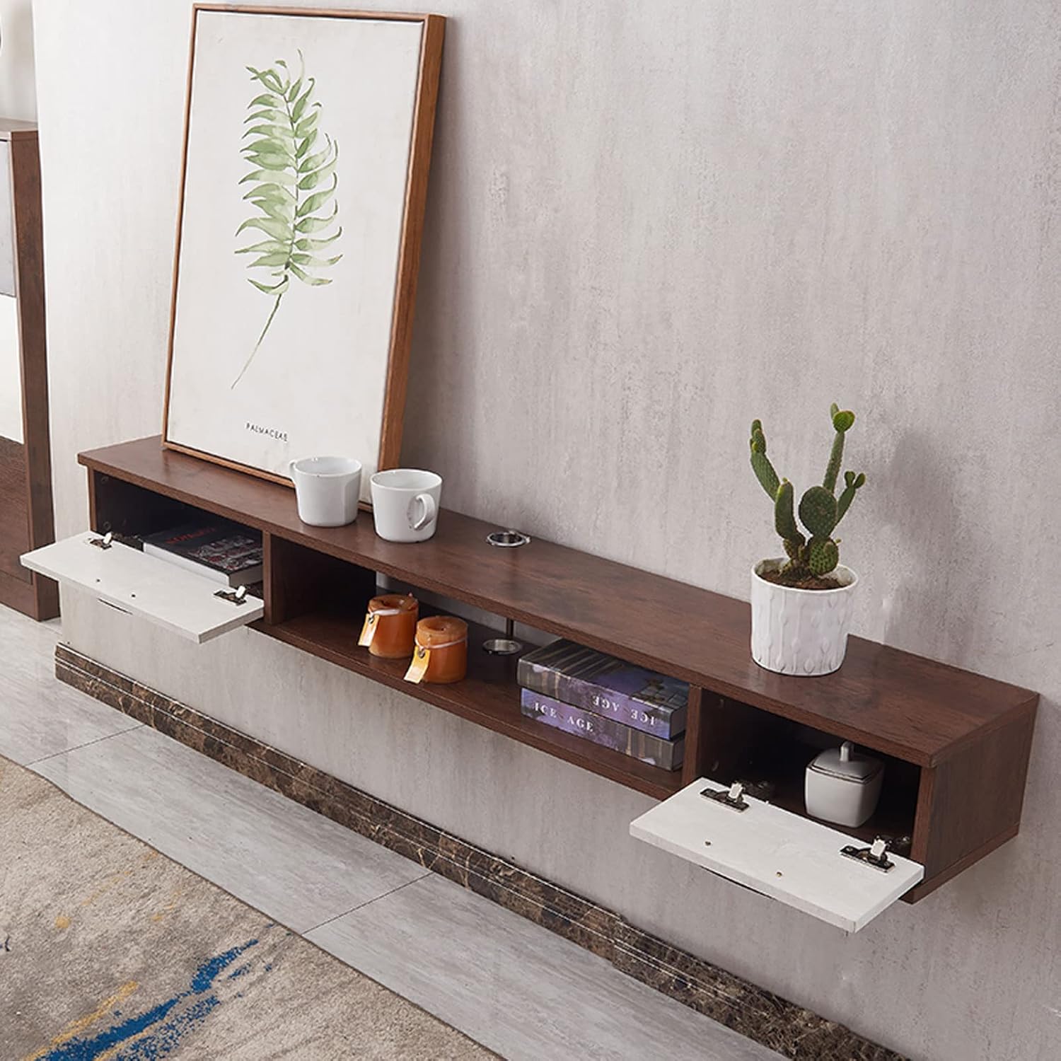 Wall Shelf Floating Shelf Wall Mounted TV Cabinet TV Stands TV Multimedia Console TV Shelf Router Set-top Box Display Ledge Utility Storage Shelf Home Decor Wall Mount Corner Shelves