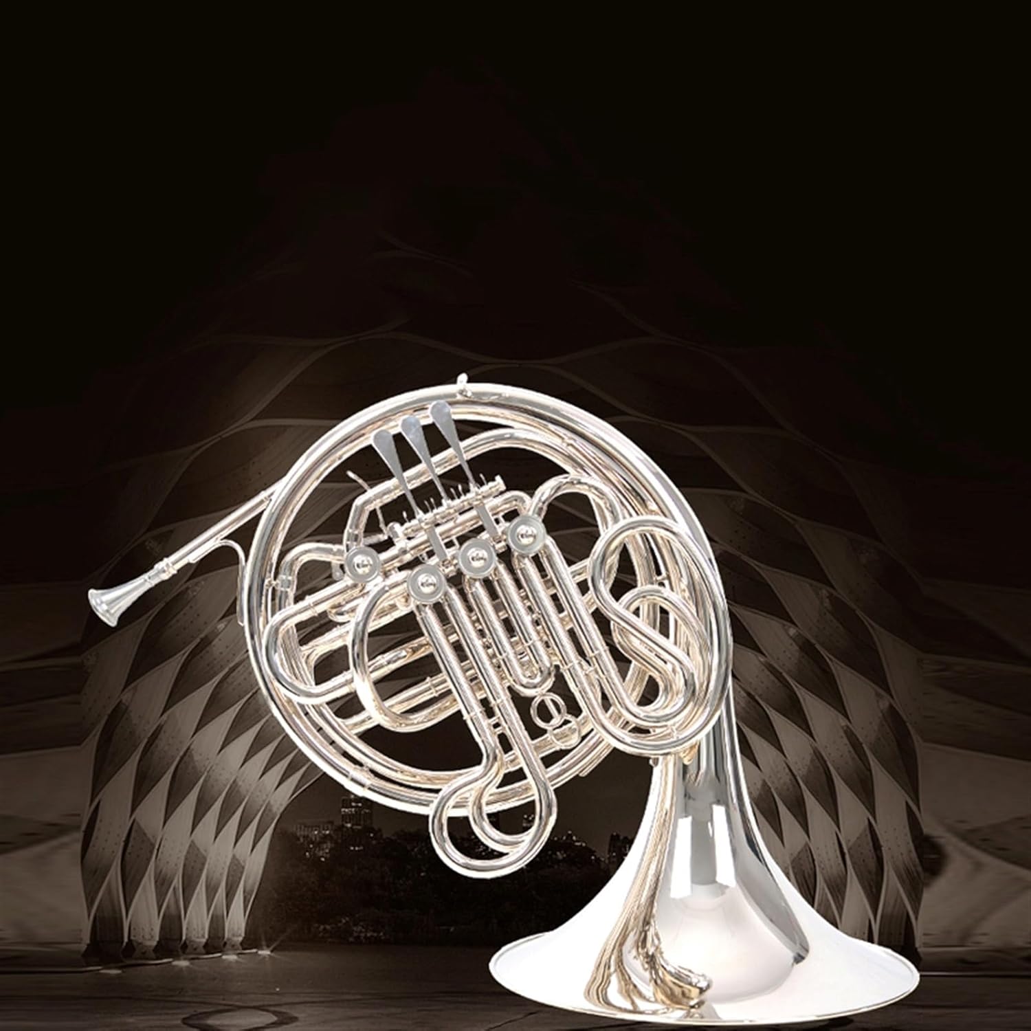 Brass French Horn Double-row French Horn French Horn Nickel-plated B Flat To F Beginner Exam Performance