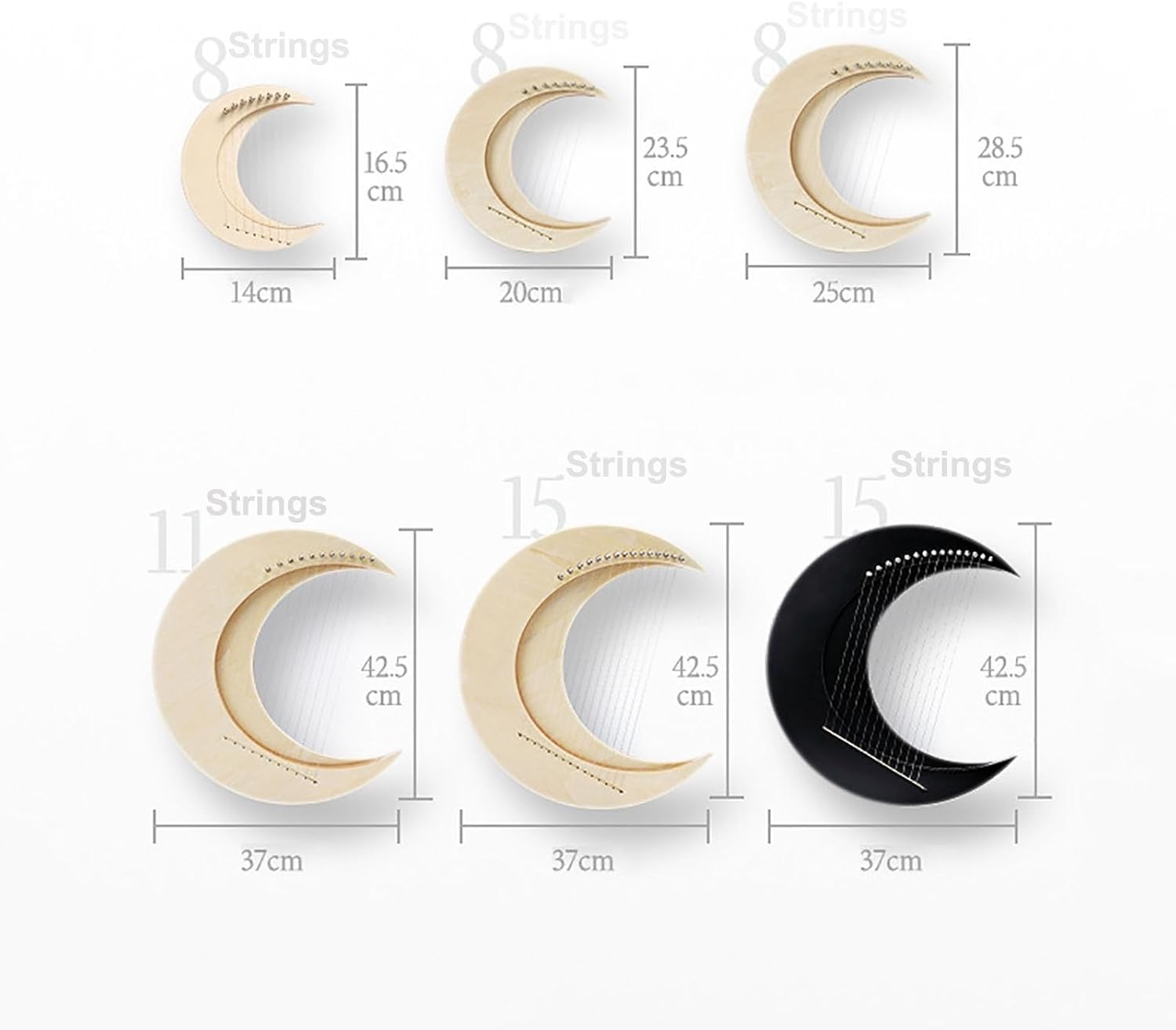 Portable Lyre Harp with Stand, 8/11/15 Strings Wooden Stringed instruments, Lye Harp for Beginners Music Lovers Adult Children(Black 15 strings)