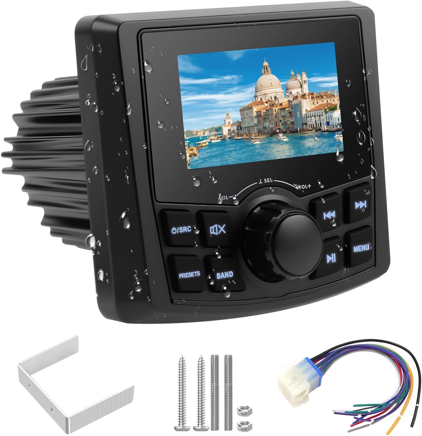 Boat Radio Marine Stereo Receiver,Waterproof Digital Multimedia MP5 Player with 3