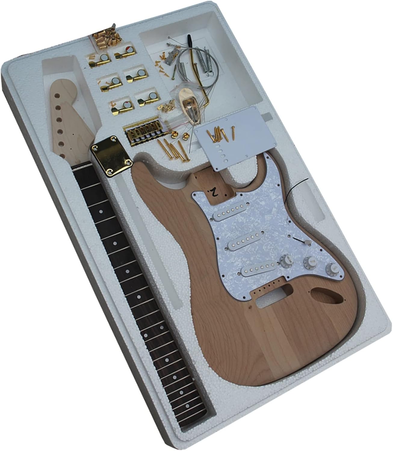 6-String Electric Guitar Semi-Finished Products with A Full Set Gold Plated of Accessories Self-Assembly Unfinished Guitar Set