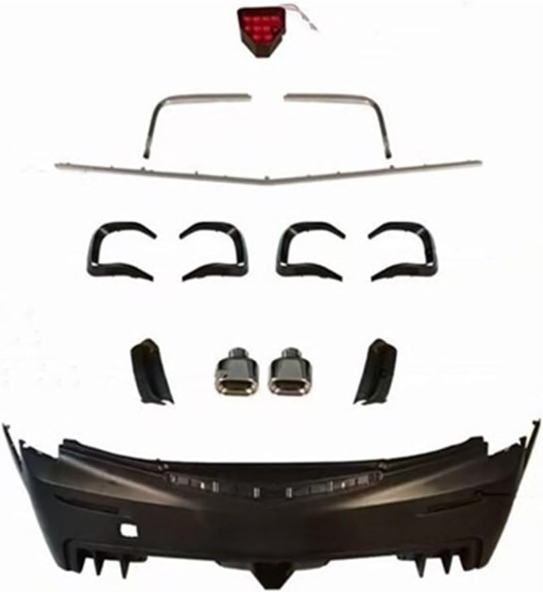 Rear Bumper With Diffuser, Compatible For Cadillac ATS 2014-2020 Upgrade, GT Style Body Kits Car Auto Bumper Diffuse With Exhaust Pipes