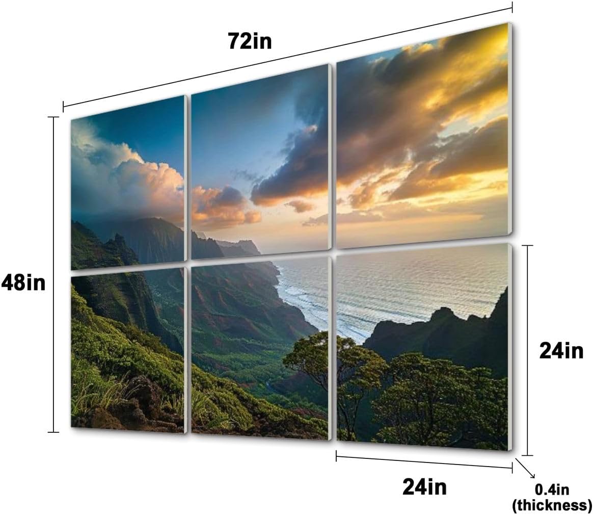 6 Pack Art Acoustic Panels Hawaii Soundproof Wall Panels, 48