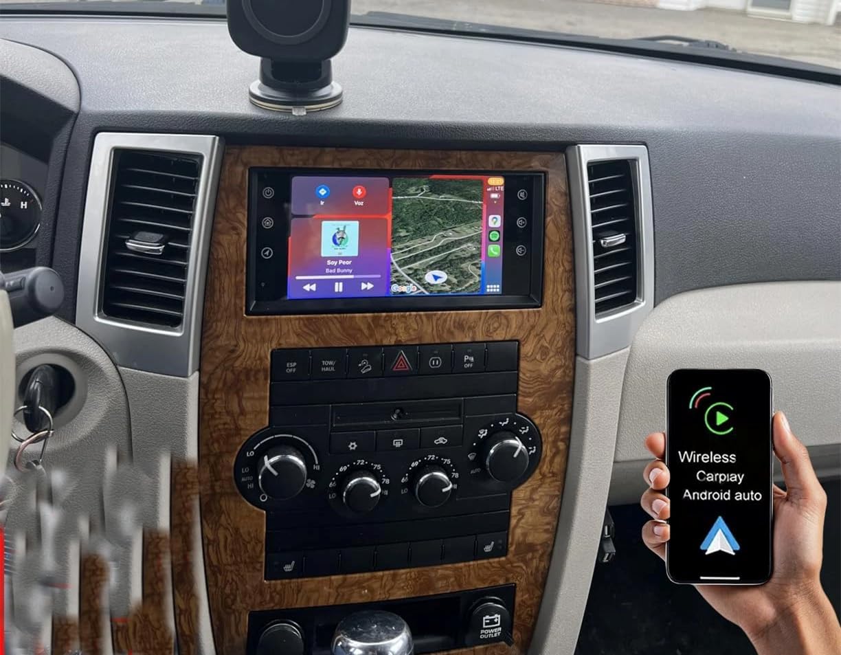 Android Double-DIN Car Stereo with Wireless CarPlay Android Auto for Dodge/Jeep/Chrysler Mirrorlink 7