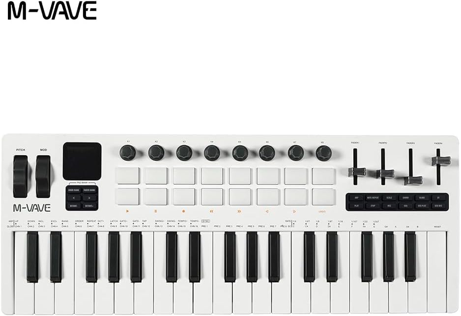 SMK-37 PRO 37-Key MIDI Keyboard with DX-7 FM Synthesizer, Wireless MIDI & 8-Pattern Sequencer, 1.54'' Display, RGB Pads, Arpeggiator & With 16 Backlit Drum Pads, 8 Knobs and Music Production