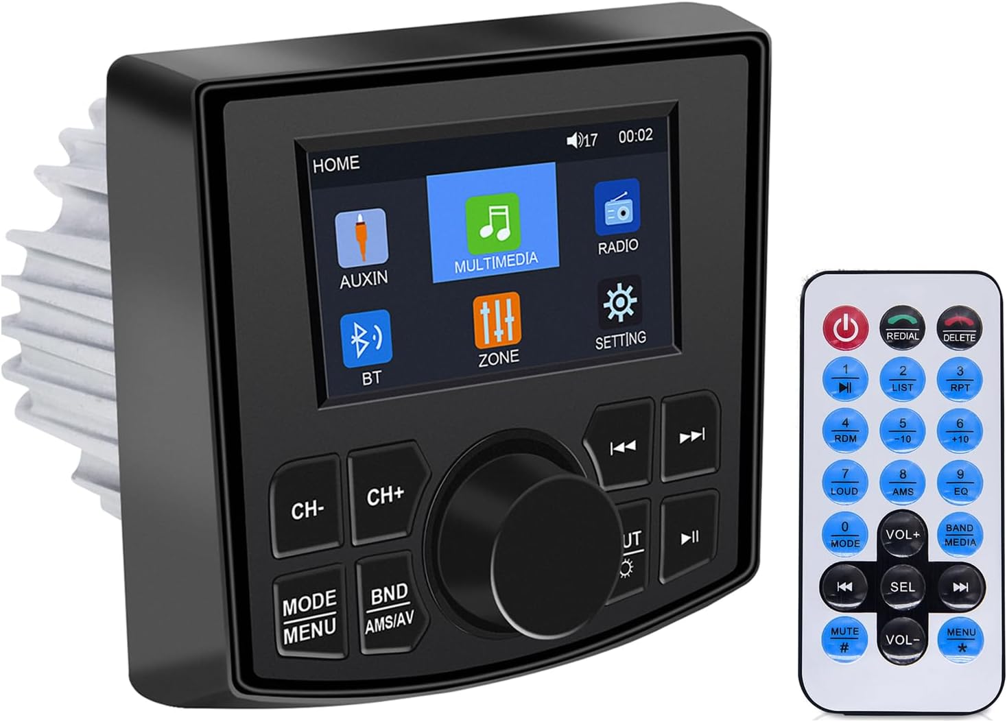 Geloo Marine Stereo Boat Radio Receiver Digital Media Player MP5 Waterproof 4 inch Display Screen, Wireless Connection, AM/FM Radio Receiver, Watch HD Video