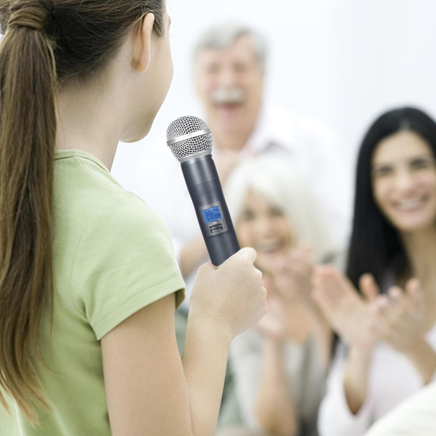 Wireless Microphone System, Dual UHF Metal Cordless Mic Set, Long Distance 150-200Ft,16 Hours Continuous, Fixed Frequency, Use for Karaoke Singing, Family Party,Church …