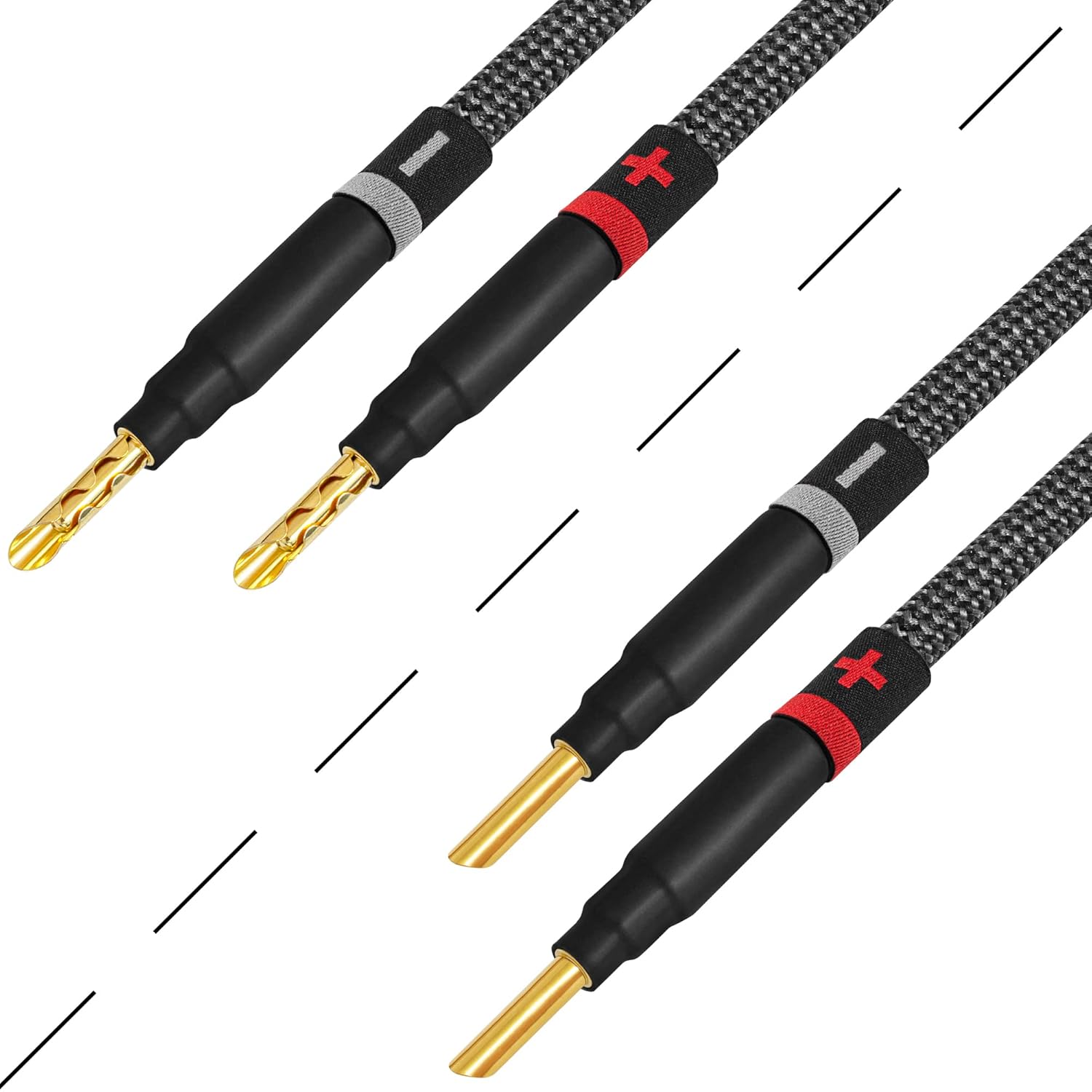 WORLDS BEST CABLES 20 Foot Ultimate - 12 AWG - Ultra-Pure OFC - Premium Audiophile HiFi Speaker Cable Pair with Eminence Gold Banana Plugs & Carbon Tweed Jacket