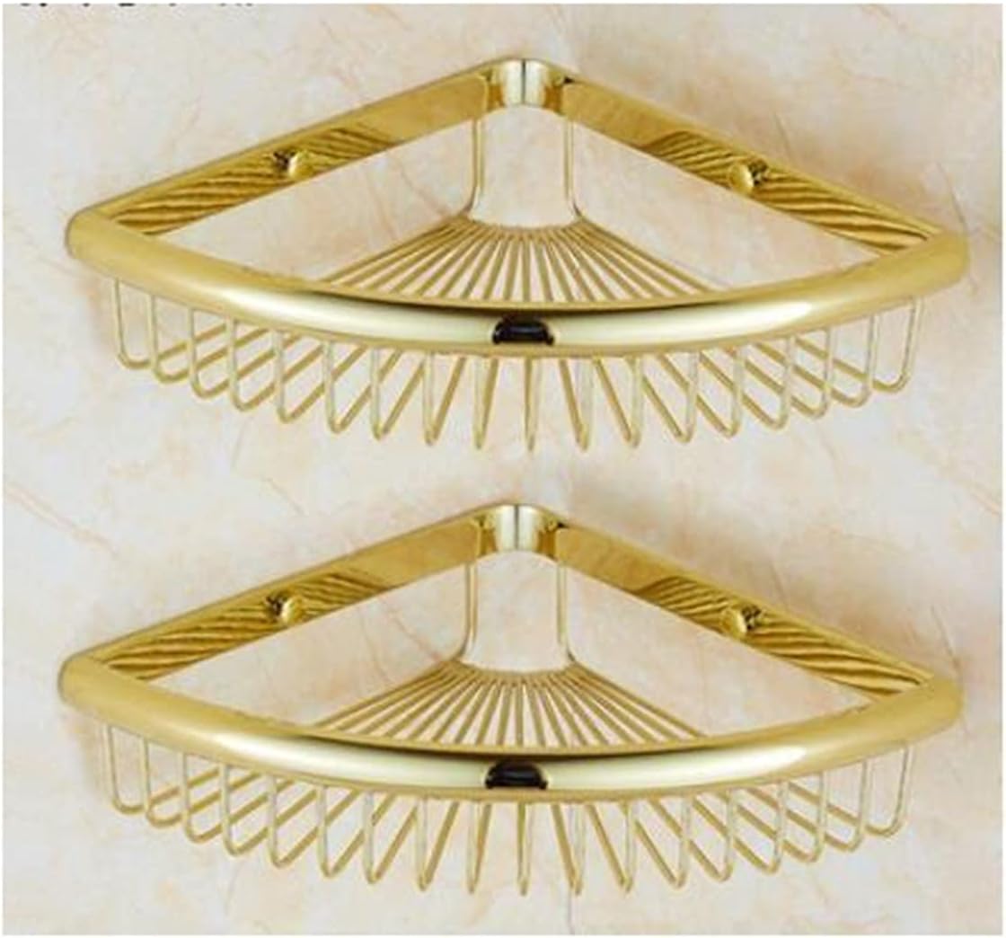 Shower Shelves Gold Bath Sets, Towel Rack, Paper Holder, Toilet Brush Holder, Hooks Bathing Accessories (Color : Corner Shelf)