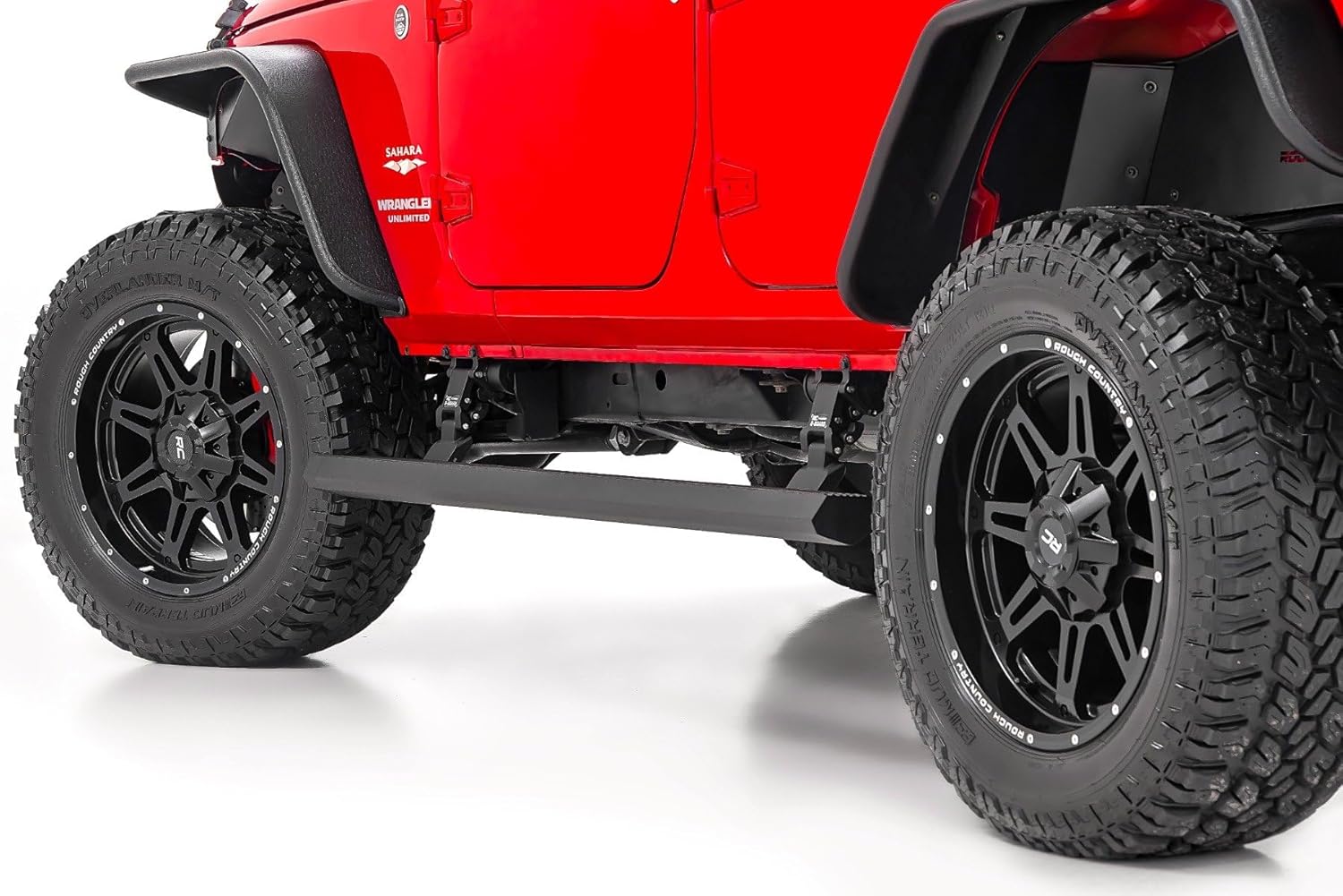 Rough Country Power Running Boards with LED Step Lights for Jeep Wrangler JK (2007-2018) - Dual Motor Electric Powerstep Board & Retractable Steps