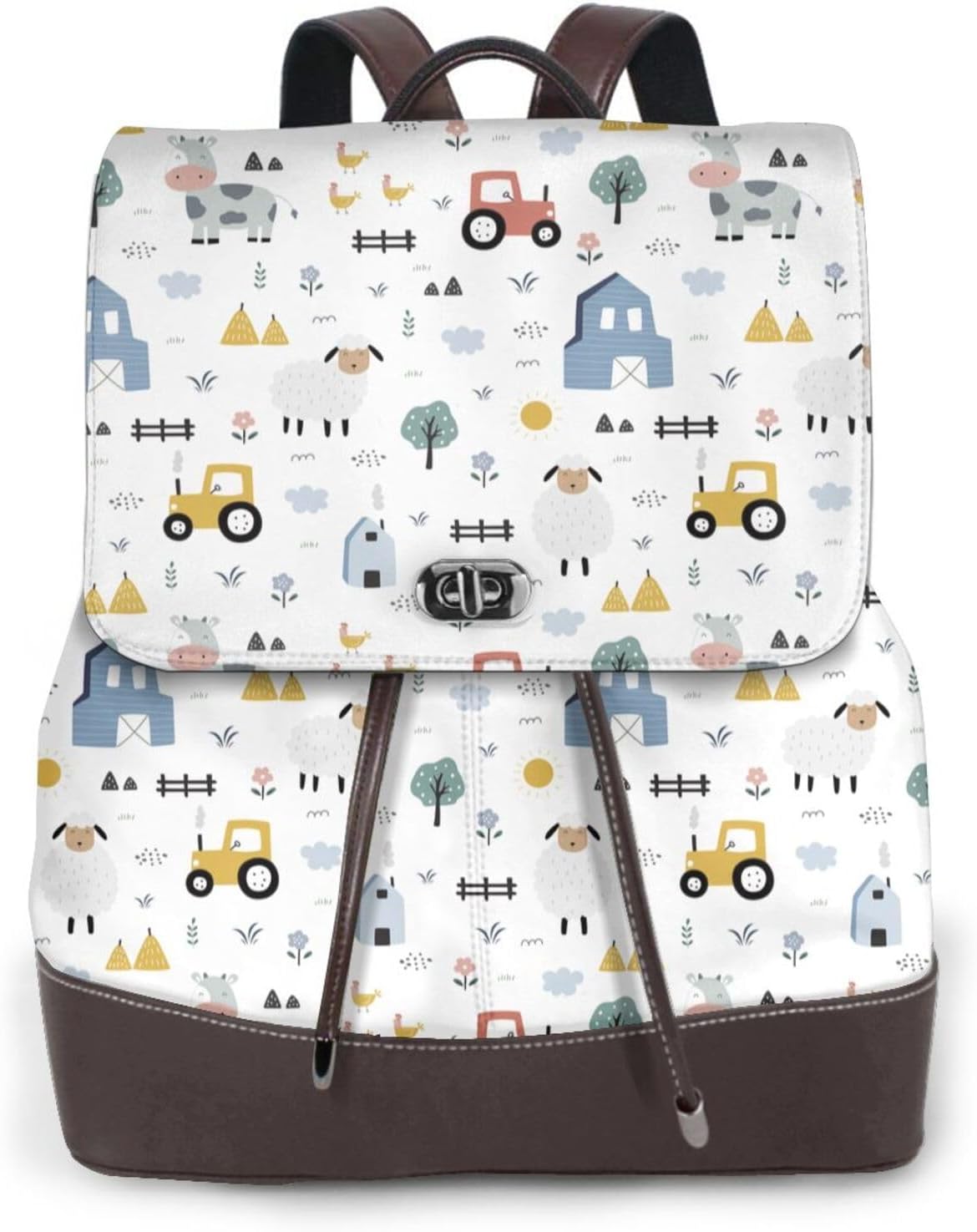 Cute Sheep and Cows for Womens Backpack Purse Microfiber PU Anti-theft Large Fashion Designer Travel Bag Ladies Shoulder Bags