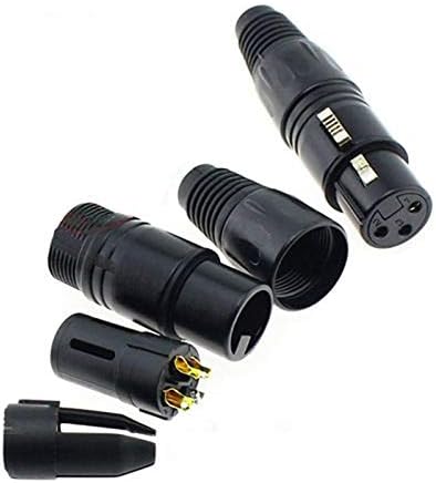 Davitu Electrical Equipments Supplies - 100pcs Microphone 3 Pin XLR Balance Connector Socket Gold Plating Black XLR Male Female Plug - (Color: female, Pins: 3P)