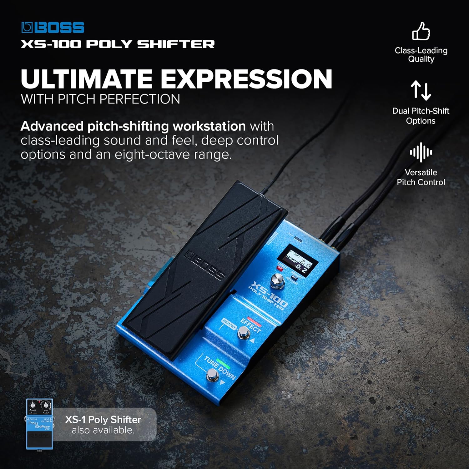 BOSS XS-100 Poly Shifter | Advanced Pitch Shifting Workstation | Class-Leading Sound | Total Pitch Control for Guitar/Bass Across 8 Octaves | Onboard Pedal & Display | 30 Memories for Saving Setups