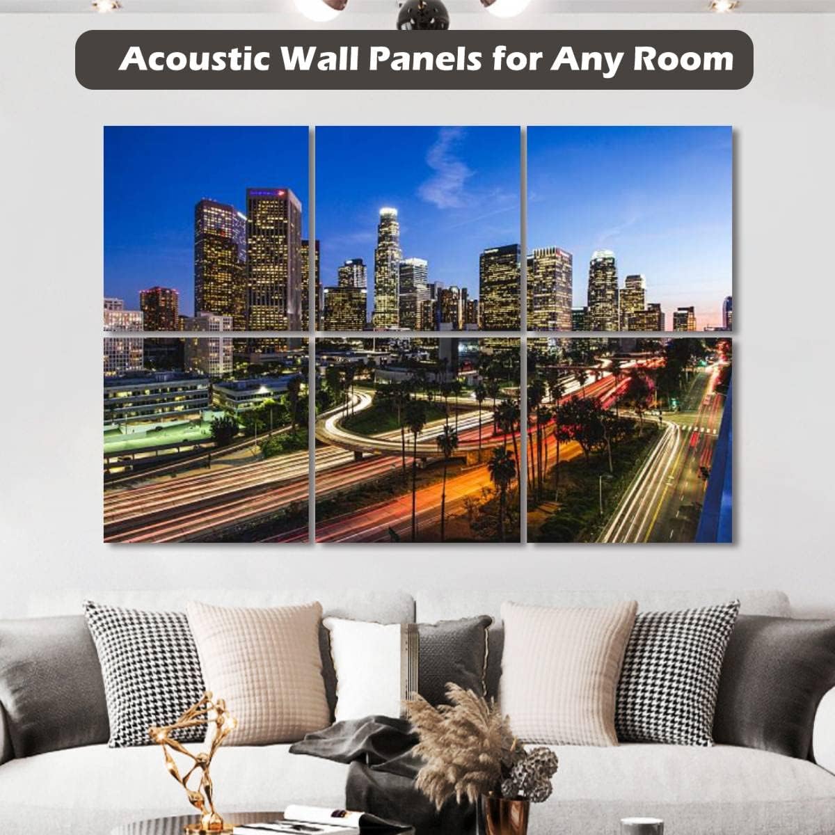 6 Pack Art Acoustic Panels Los Angeles Soundproof Wall Panels Padding Decorative Sound Absorbing Panels 72