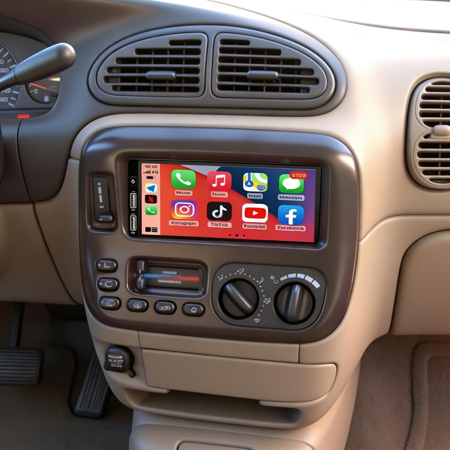 6.8 Inch Car Stereo Fit for Chrysler for Dodge for Plymouth for Eagle for Jeep Android 13 Stereo Radio with Carplay Android Auto GPS Navigation FM Audio Receiver Bluetooth WiFi AHD Camera+Microphone