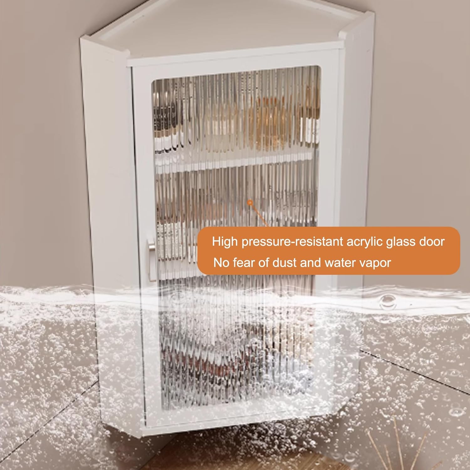 Small corner medicine cabinet, Bathroom Cabinet Wall Mount with Glass Doors, Bathroom Wall Cabinet Over The Toilet, Compact Hanging Cabinet for Bathroom Kitchen Laundry Room dormitories(Transparent,35