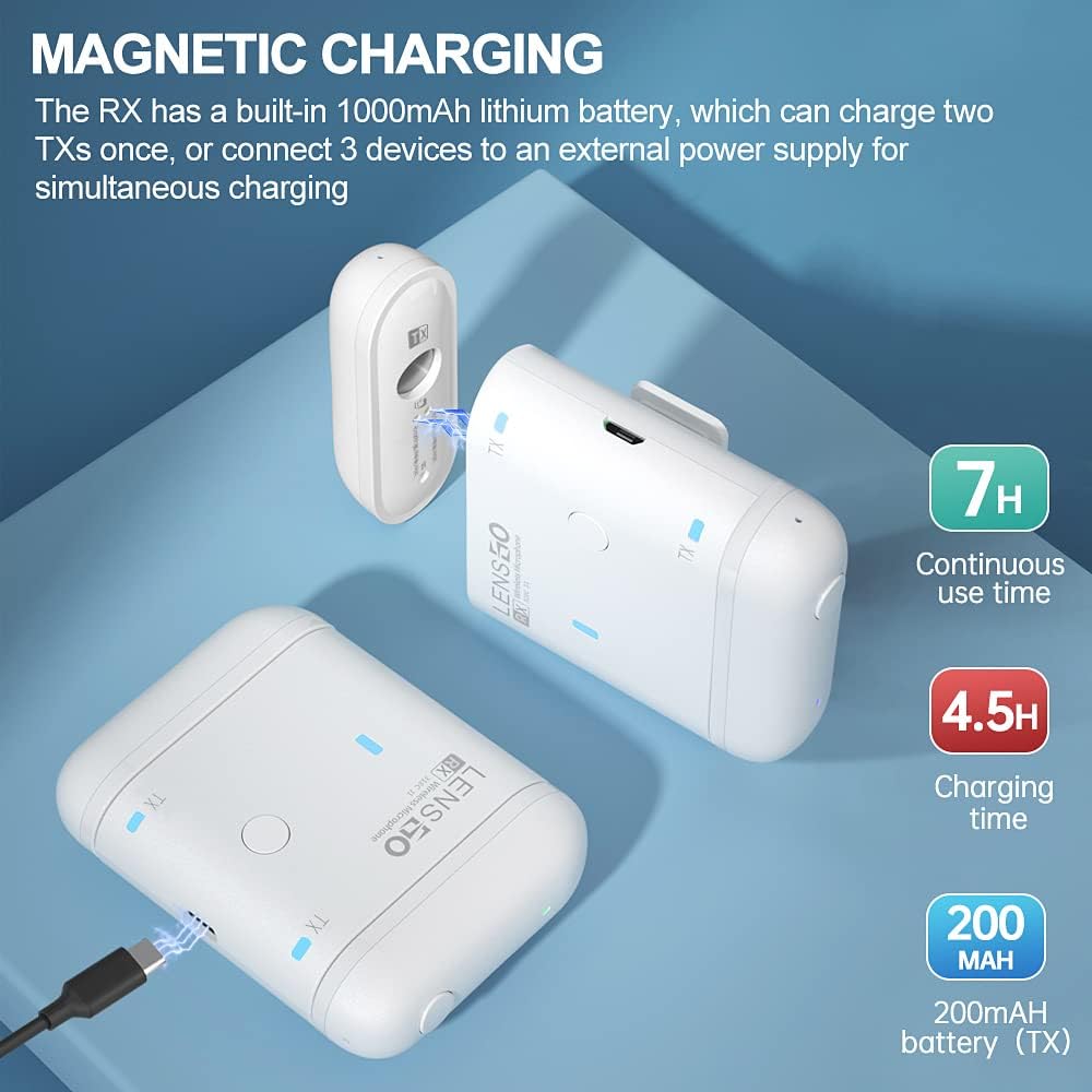 LENSGO 318C II 2.4GHz Dual Clip on Wireless Lavalier Microphone for DSLR/SLR Camera Camcorder iPhone Android Rechargeable Lapel Mic for Video Recording Interview TikTok YouTube Live Streaming -B