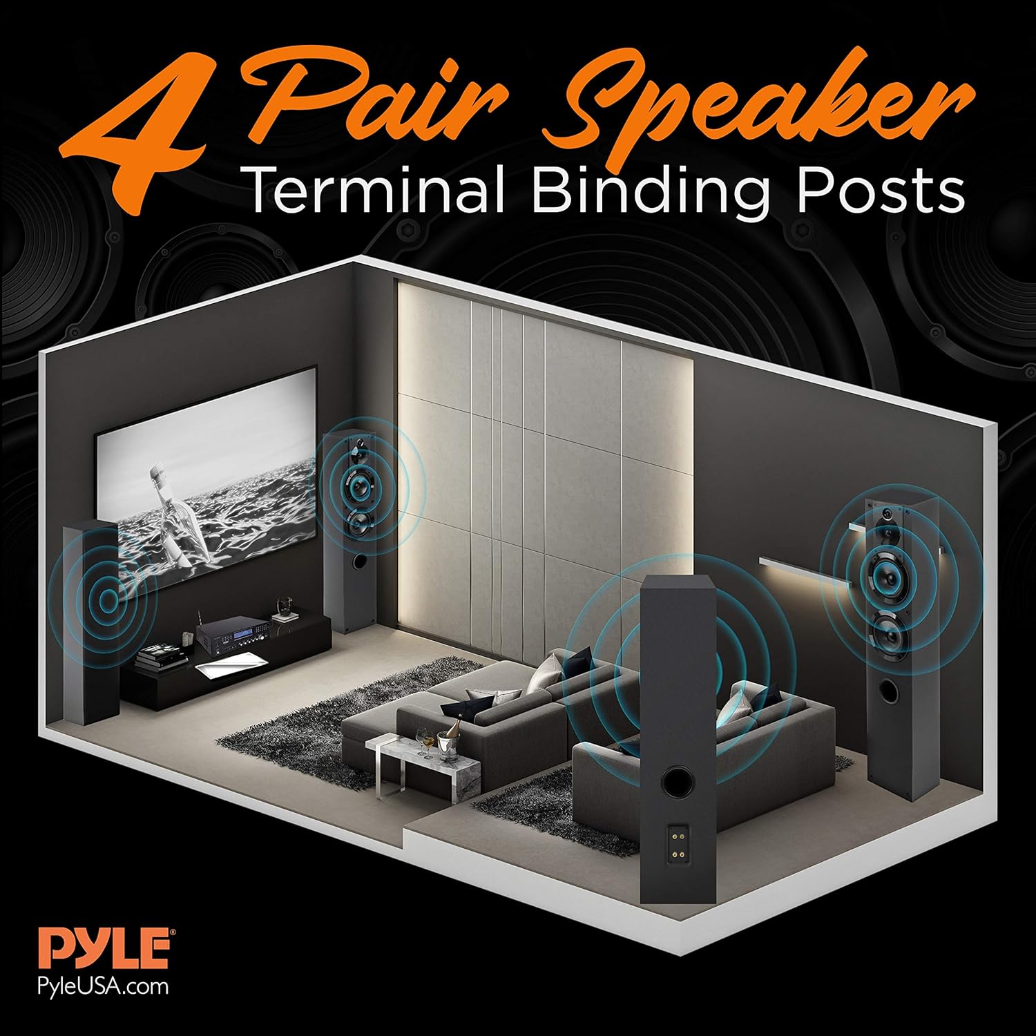 Pyle 4-Channel Karaoke Home Wireless Microphone Amplifier - Audio Stereo Receiver System, Built-In CD DVD Player, Dual UHF Wireless Mic/MP3/USB Reader, AM/FM Radio - PWMA5000BA