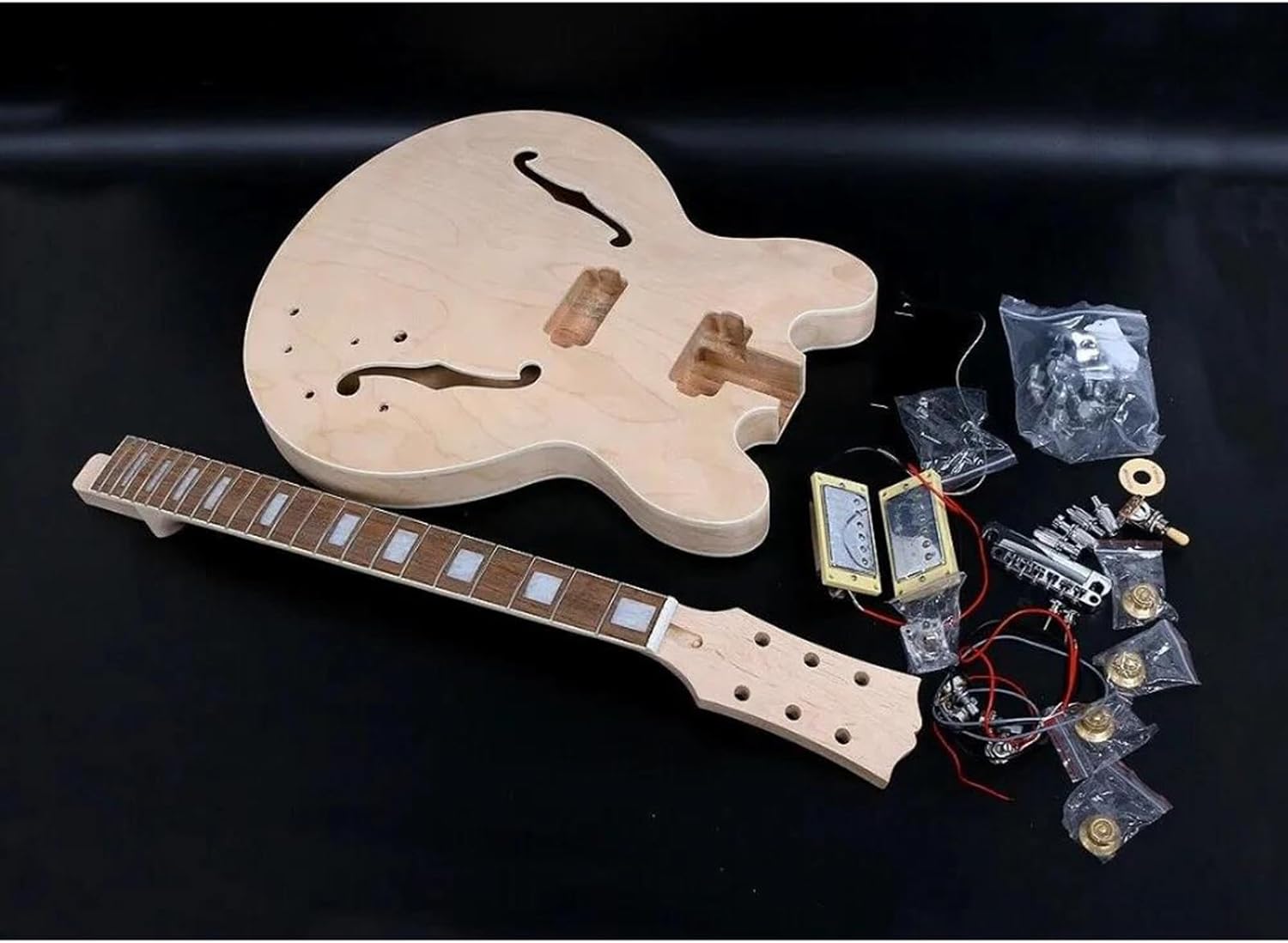 Guitar Body Guitar Replacement Parts Unfinished Electric Guitar 1set Guitar Kit Maple Guitar Neck And Guitar Body,DIY Hollow Electric Guitare
