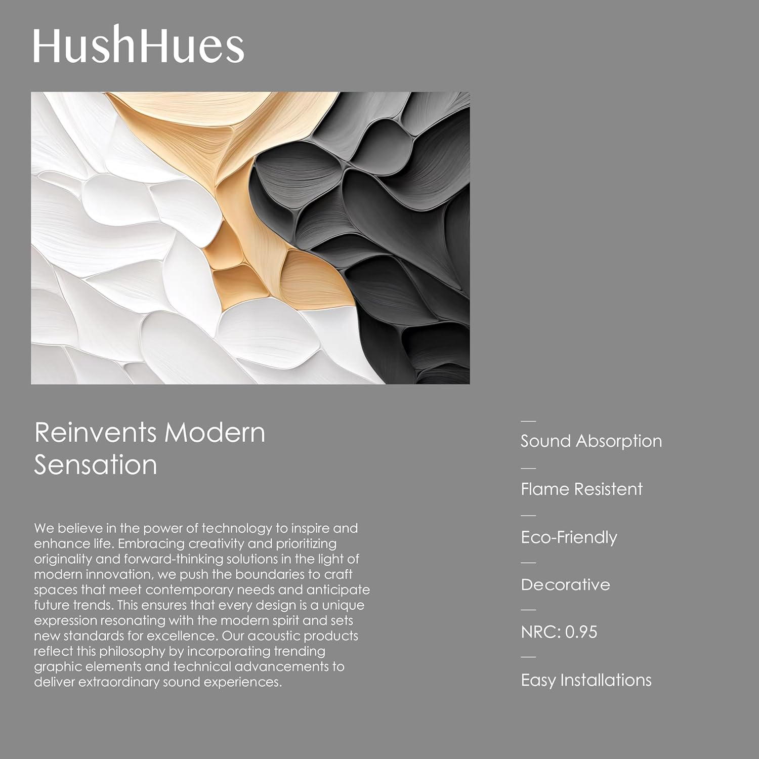 6-Pack Acoustic Wall Panels 72x48 Inches Decorative Sound Absorbing Panels- Stylish Sound Absorbing Panels for Recording Studios, Offices, Home, Easy Installation