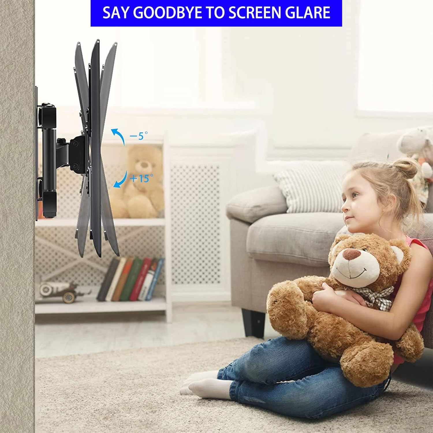 Full Motion TV Wall Mount Monitor Wall Bracket with Swivel and Articulating Tilt Arm, Fits 32-55 Inch LCD LED OLED Flat Screens up to 77 lbs and VESA 400x400