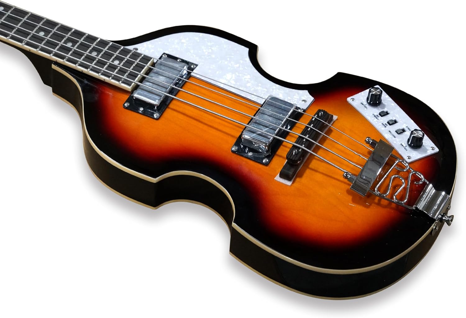 TARIO Violin Bass Guitar Sunburst Basswood Body Hard Maple Neck