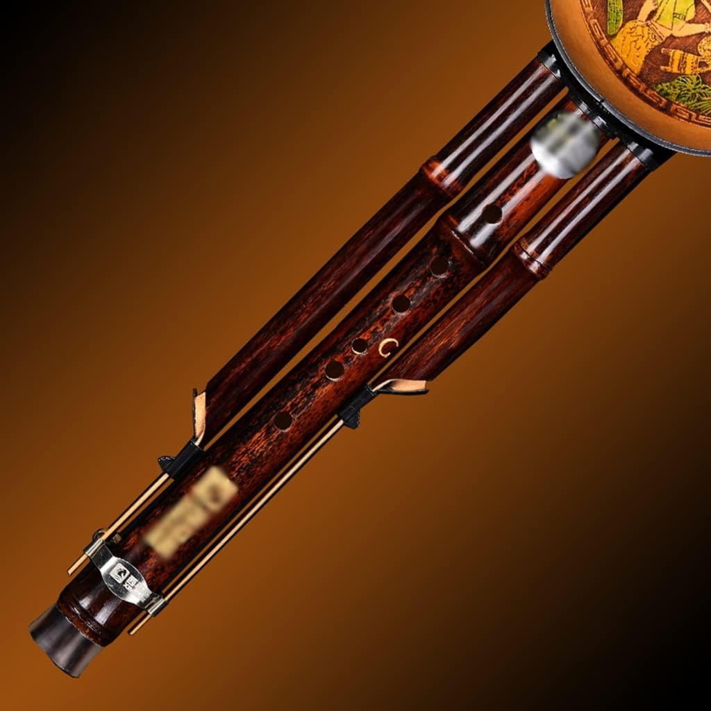 Flutes Musical Instruments Cucurbit Hulusi for Beginners Talent Training Musical Instrument Chinese Traditional Instrument with Chinese Knot and Box (Color : Brown, Size : D-Key)