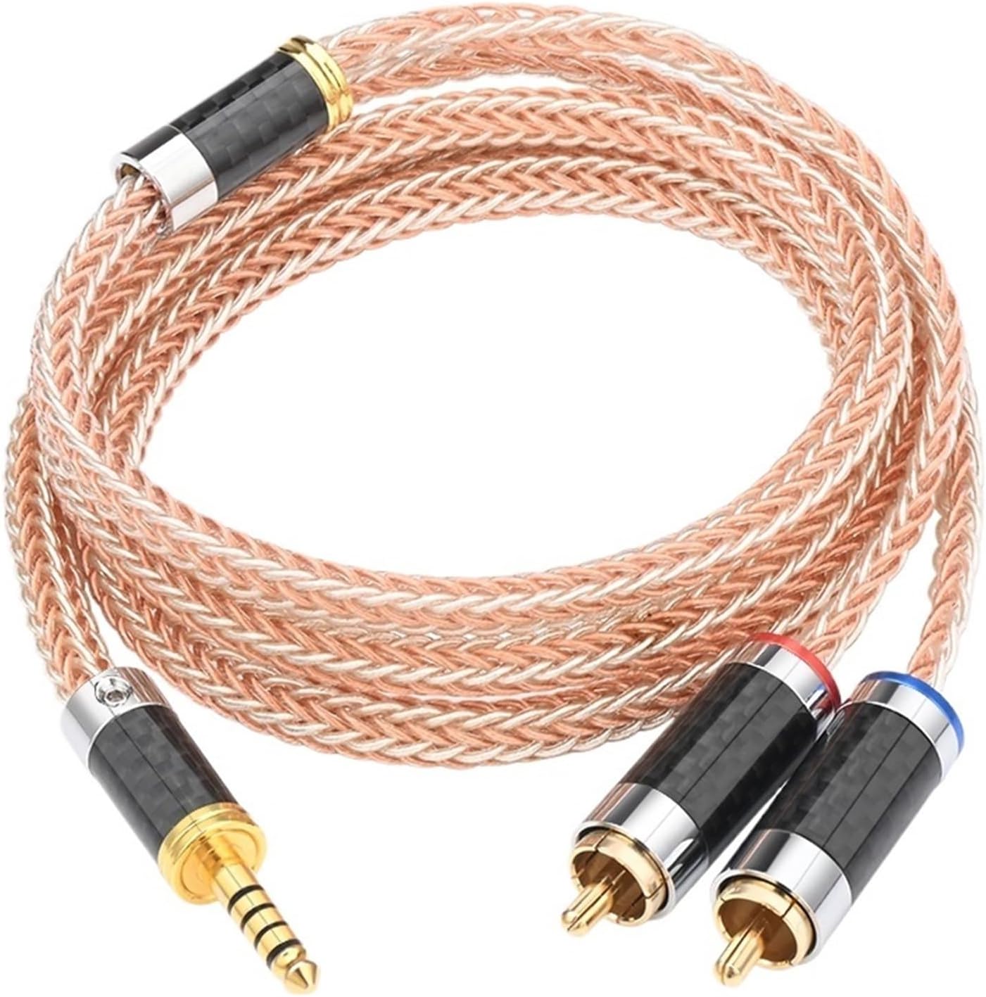 HIFI 4.4 mm to 2 RCA Audio Cable OCC and Pure Silver Plated Stereo 4.4 mm Meal to 2 RCA Male Cable for iPhone MP3 DVD(1m)