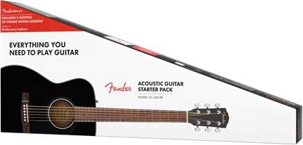 Fender CC-60S Concert Acoustic Guitar - Black Bundle with Gig Bag, Tuner, Strap, Strings, Picks, Instructional Book, and Austin Bazaar Instructional DVD