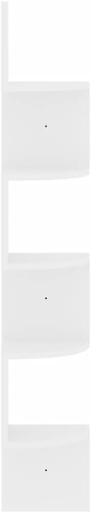 Wall Mount Floating Corner Shelf, 5-Tier Radial Wall Shelves, Easy to Install Tiered Wall Storage Organizer for Bedrooms, Bathrooms, Kitchen, Offices and Living Rooms - High Gloss White
