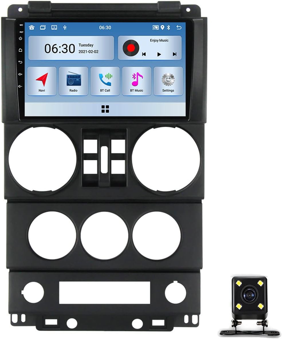 9 Inch Double Din Car Stereo Audio Bluetooth MP5 Player for Jeep Wrangler Rubicon 2008-2010 Multimedia Car Radio with Backup Camera Support Carplay/Auto/Mirror Link/DSP/USB/FM RDS