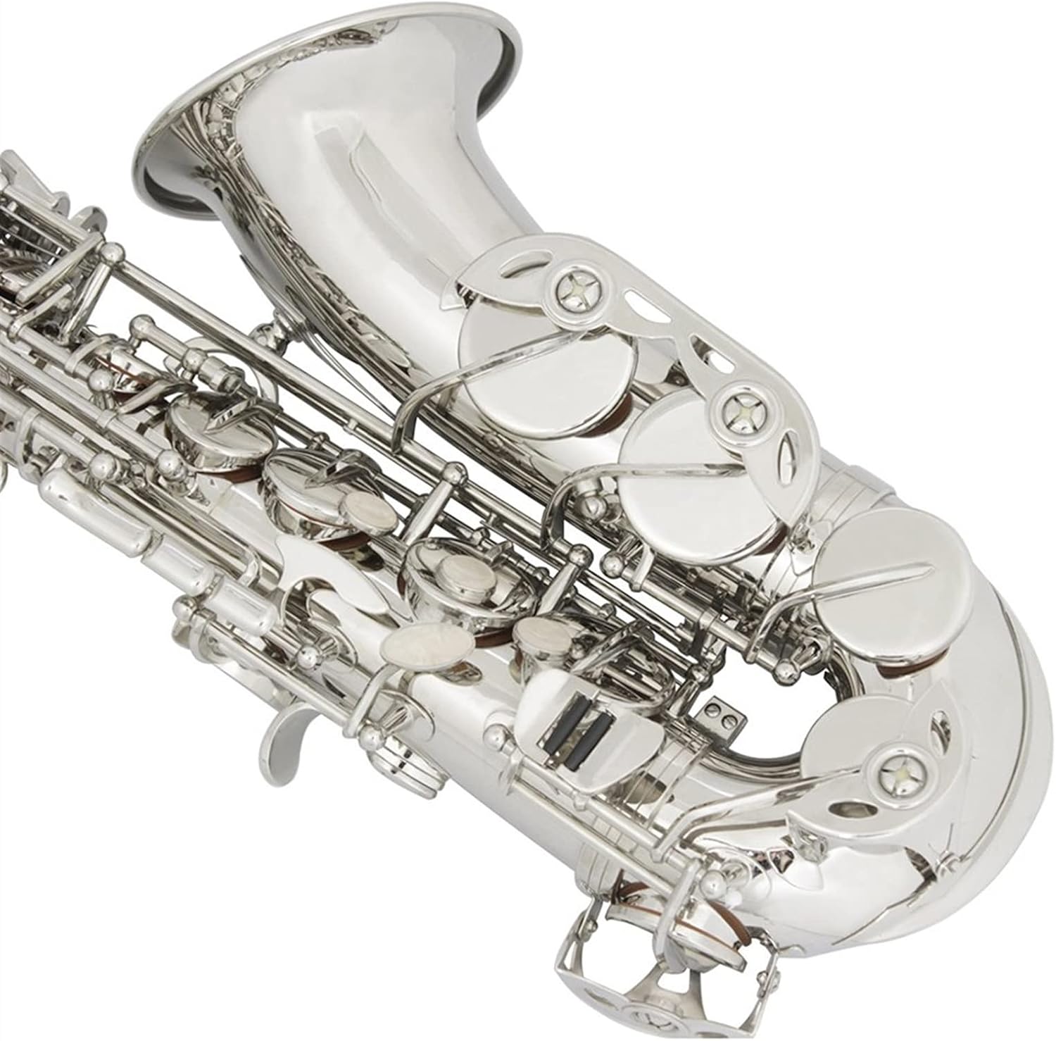 Sax Beginners Kit Alto Saxophone EB Tune Gold Lacquer Silver Lacquer Sax Brass Body Woodwind Instrument with Leather Case Reed Wind Instrument (Color : Silver Sax)