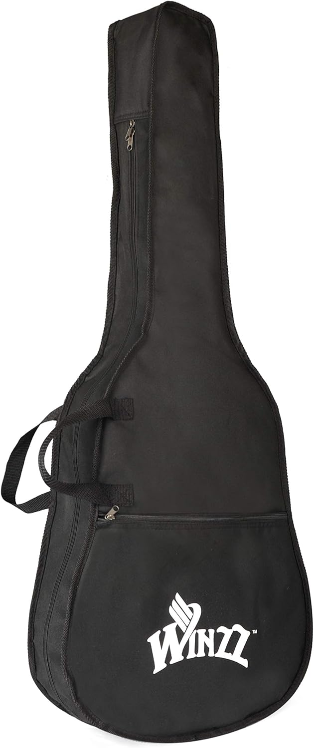 WINZZ HAND RUBBED Series - Left Handed 36 Inches 3/4 Acoustic Acustica Guitar Travel Bundle with Bag, Metronome Tuner, Wall-mounted Hanger, Strap, Picks & Cleaning Cloth, Dark Hunter Green