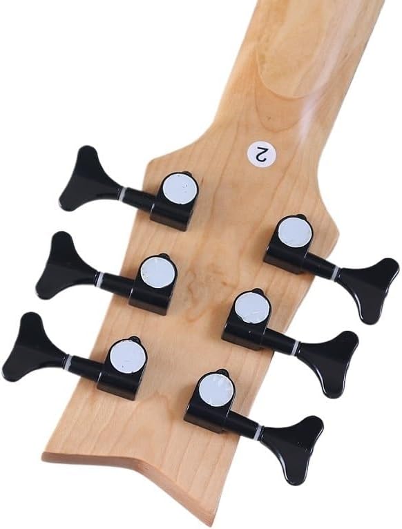 6-String Electric Bass Guitar, 43-Inch Full Size, Sunburst High Gloss Finish, Solid Basswood Body, Canada Maple Neck