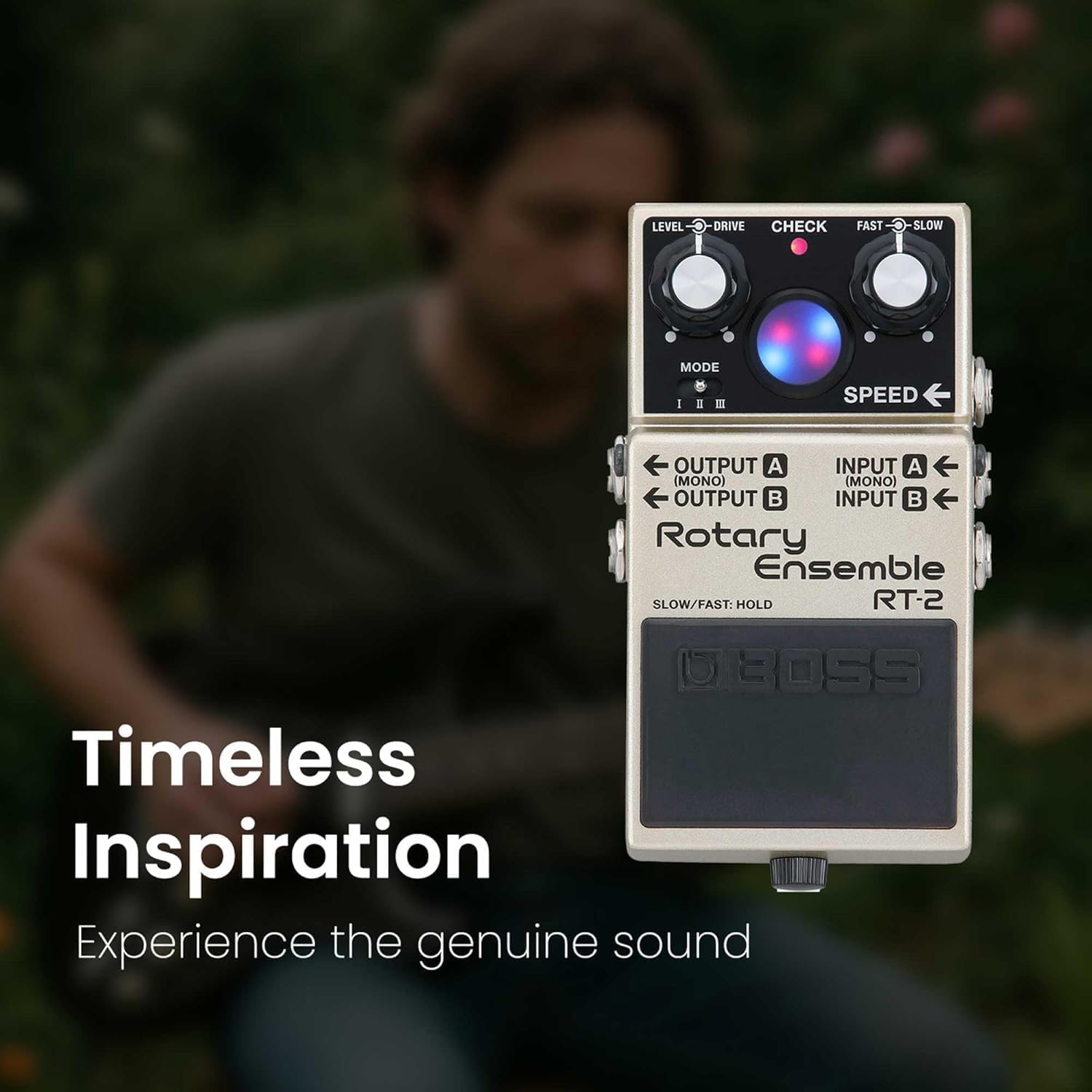 Boss RT-2 Rotary Ensemble Guitar Effects Bundle with Instrument Cable, Patch Cable, Picks, and Austin Bazaar Polishing Cloth