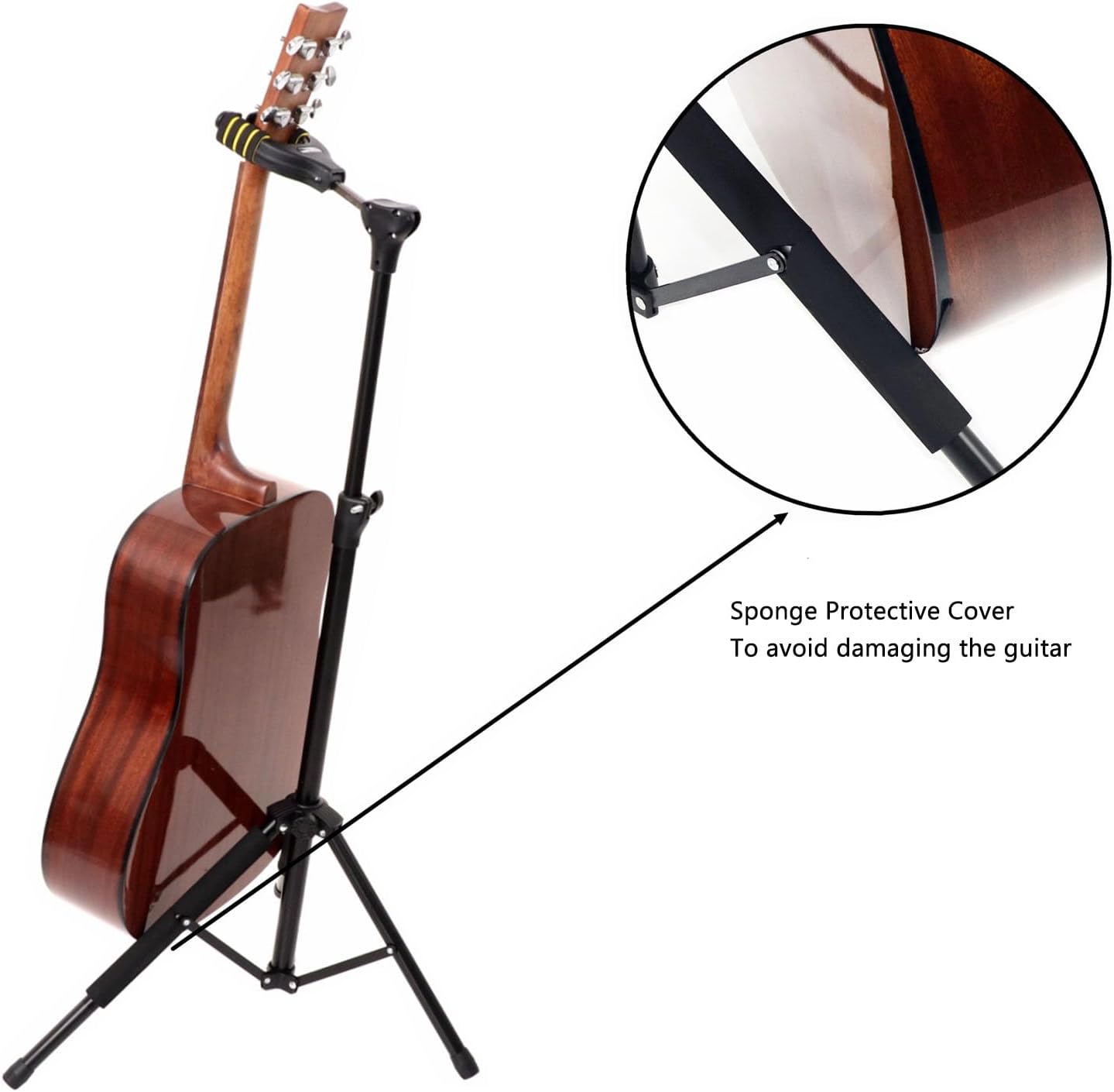 Adjustable Guitar Stand, Foldable Gravity Auto Lock Tripod for Acoustic Electric Bass Ukulele - Stable Support, Easy Storage, Perfect for Stage and Home Use