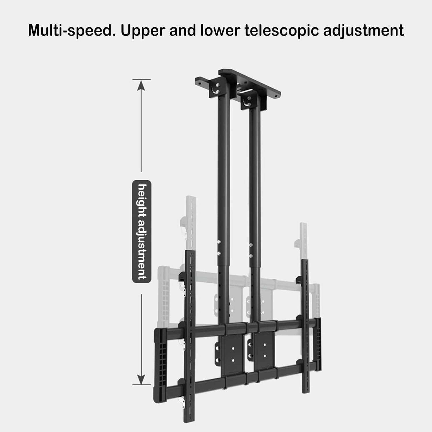 Ceiling TV Mount Stand - Tv Wall Mount, Adjustable Height Double Pole Single Screen TV Mount, Tilt Swivel Telescopic TVs Bracket for 50-100 Inch TVs, Can Mount On Ceilings/Wall,