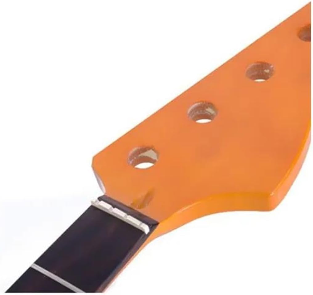 Replacement Guitar Neck 21 Frets Yellow Color Glossy Paint Maple Electric Bass Guitar Neck Rosewood Fingerboard Musical Instrument Accessories