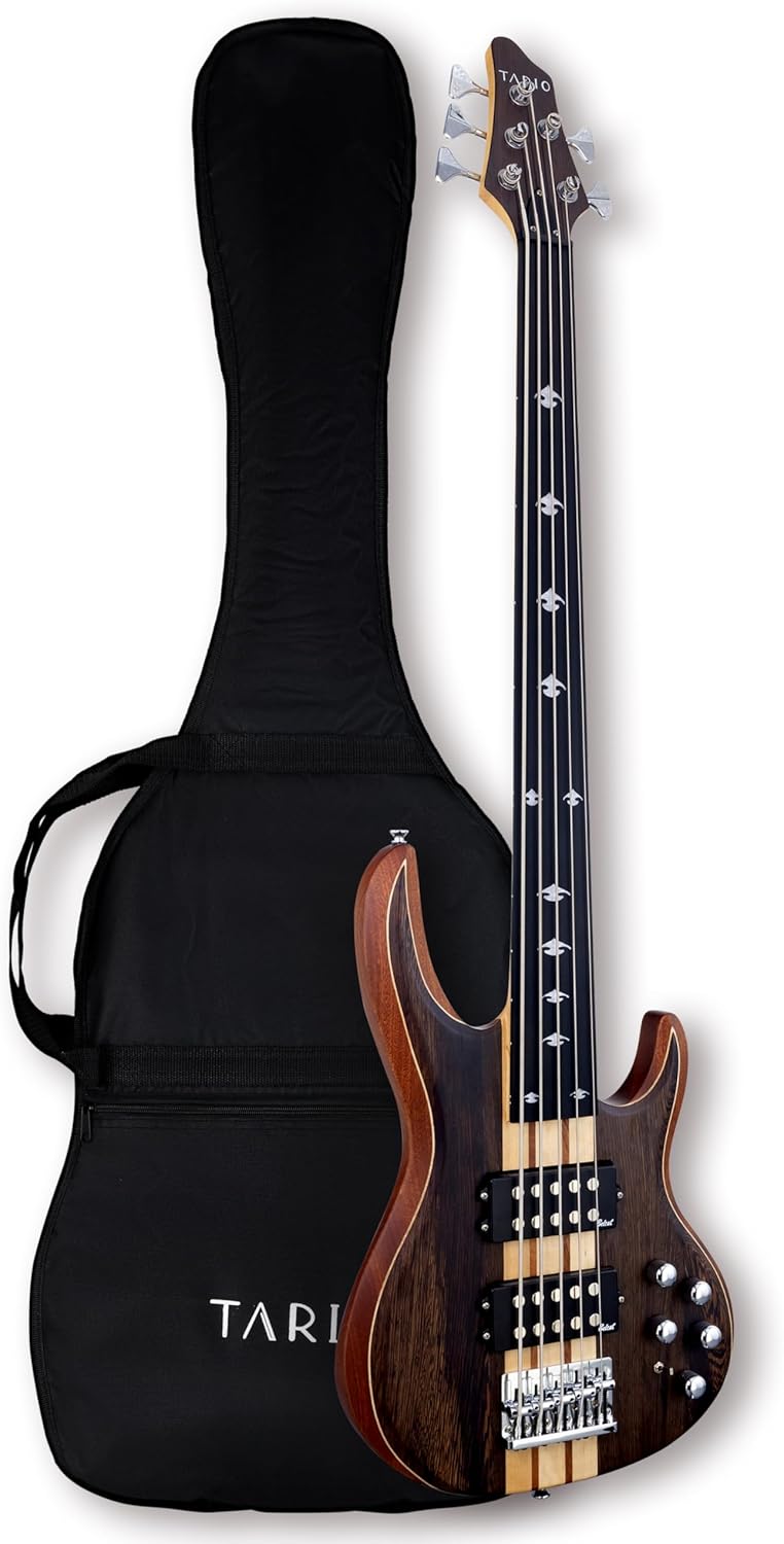TARIO Fretless 5 string electric bass Guitar Millettia Laurentii Top Okoume body composite ebony fingerboard