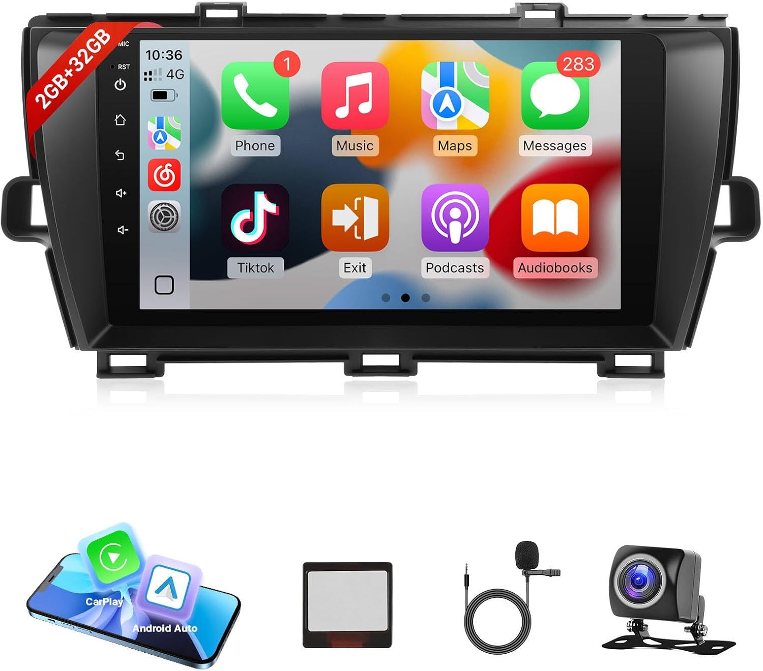 Leadfan Upgrade Radio for Toyota Prius 2010-2015 Wireless Carplay Android Auto Car Stereo for Prius, 9 inch Touch Screen Head Unit with GPS WiFi Bluetooth FM SWC Backup Camera, Support JBL