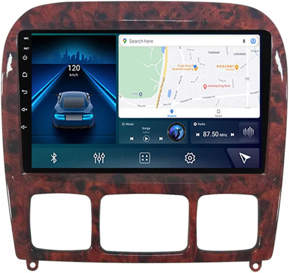 Double Din Car Stereo Audio Receiver with Carplay and Android Auto, 9 Inch Multimedia Touch Screen MP5 Player for Mercedes Benz S-Class W220 1998-2005 with Backup Camera/SWC/4G