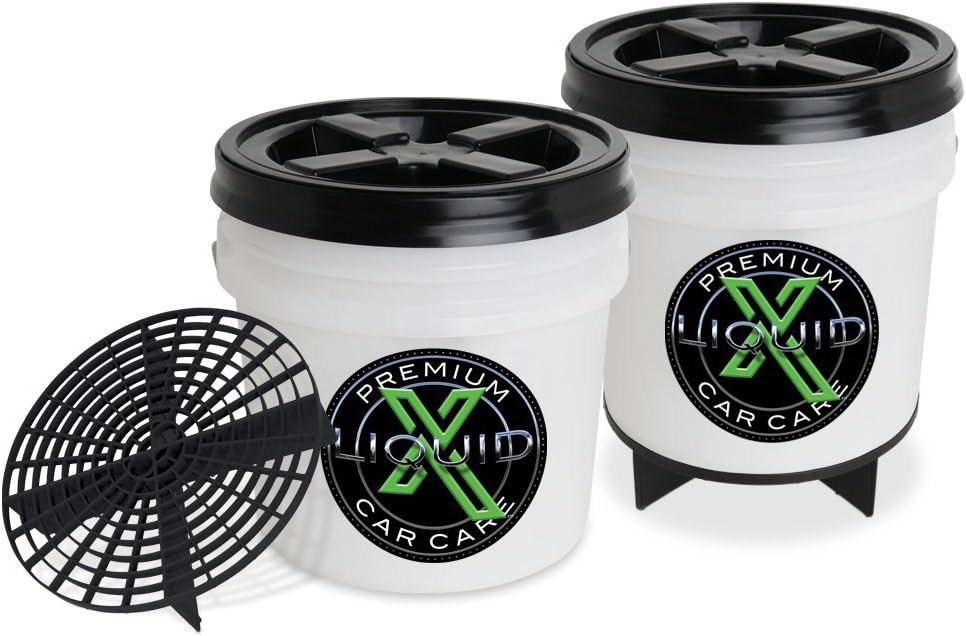 Liquid X Dual Bucket Wash System - Car Wash Buckets with Gamma Seal Lids and Grit Guards